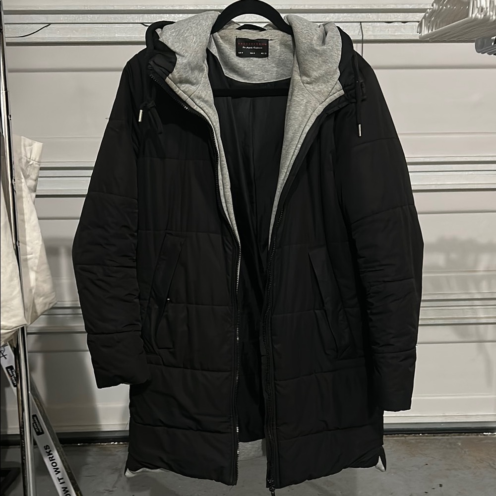 Dress Forum Black and Gray Hooded Puffer Jacket